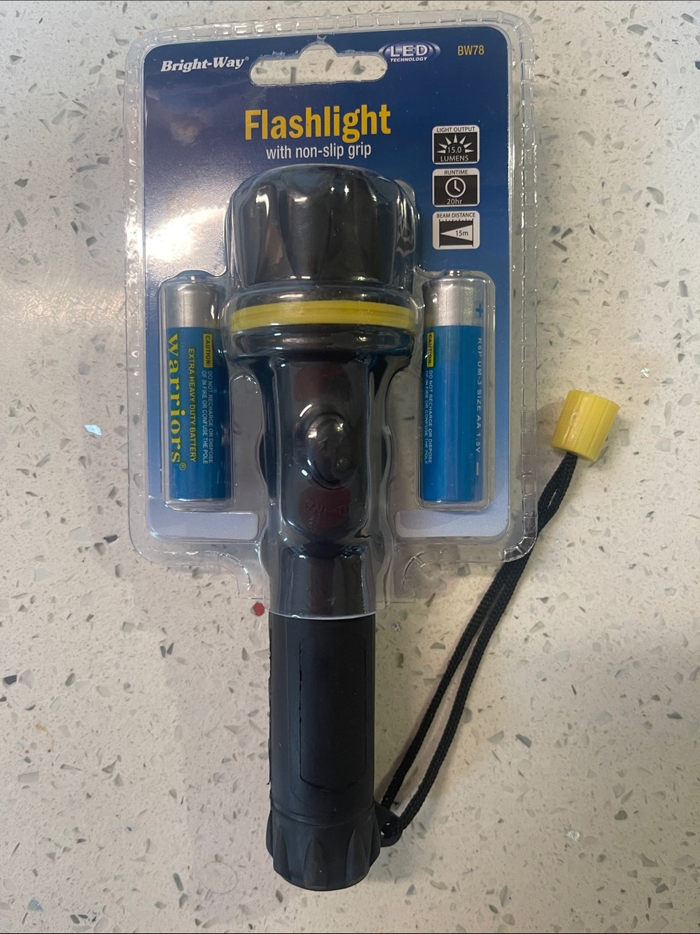 Black and Yellow LED Flashlight with Non-Slip Grip